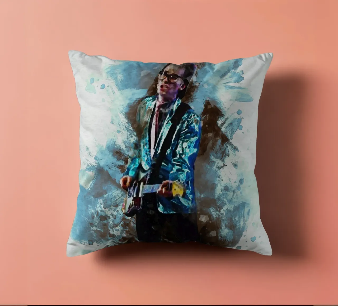Smudge Elvis Costello e la maledizione di Top of the Pops cuscino da Gunawan Rb