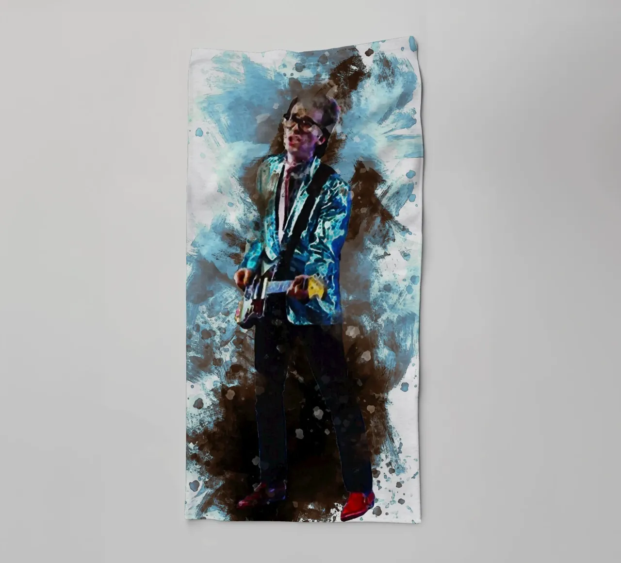 Smudge Elvis Costello & the curse of Top of the Pops towel by Gunawan Rb