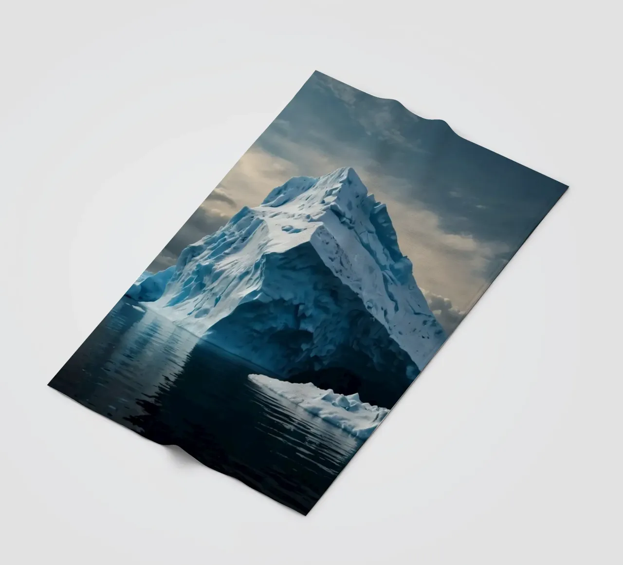 Impressive icebergs reflecting in tranquil waters fleece blanket by DesignDoodle
