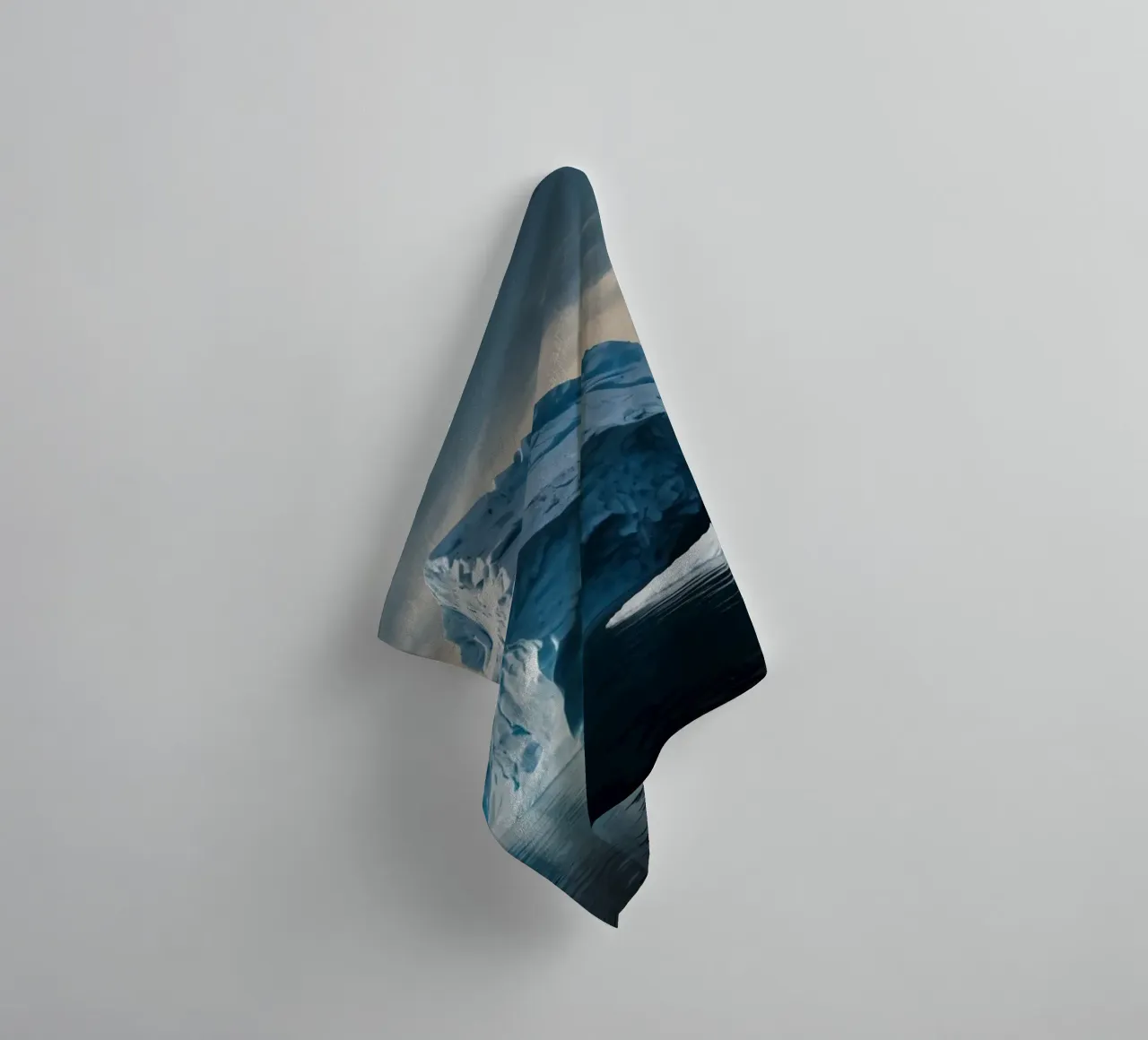 Impressive icebergs reflecting in tranquil waters towel by DesignDoodle