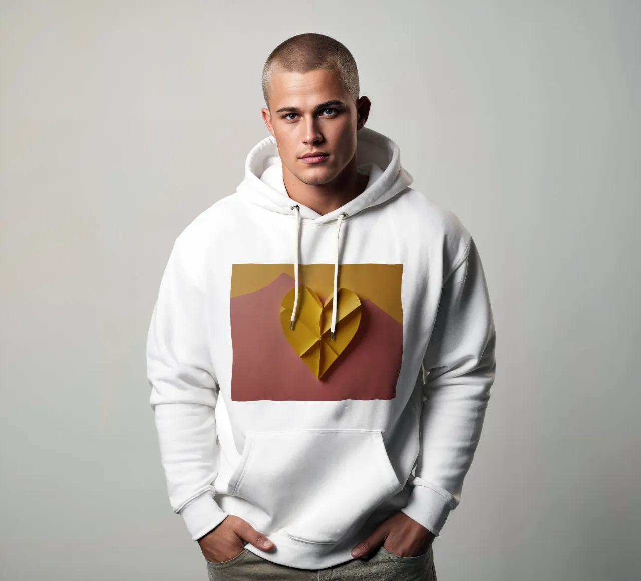 Creatief geel origamihartontwerp op papierachtergrond hoodie van DesignDoodle