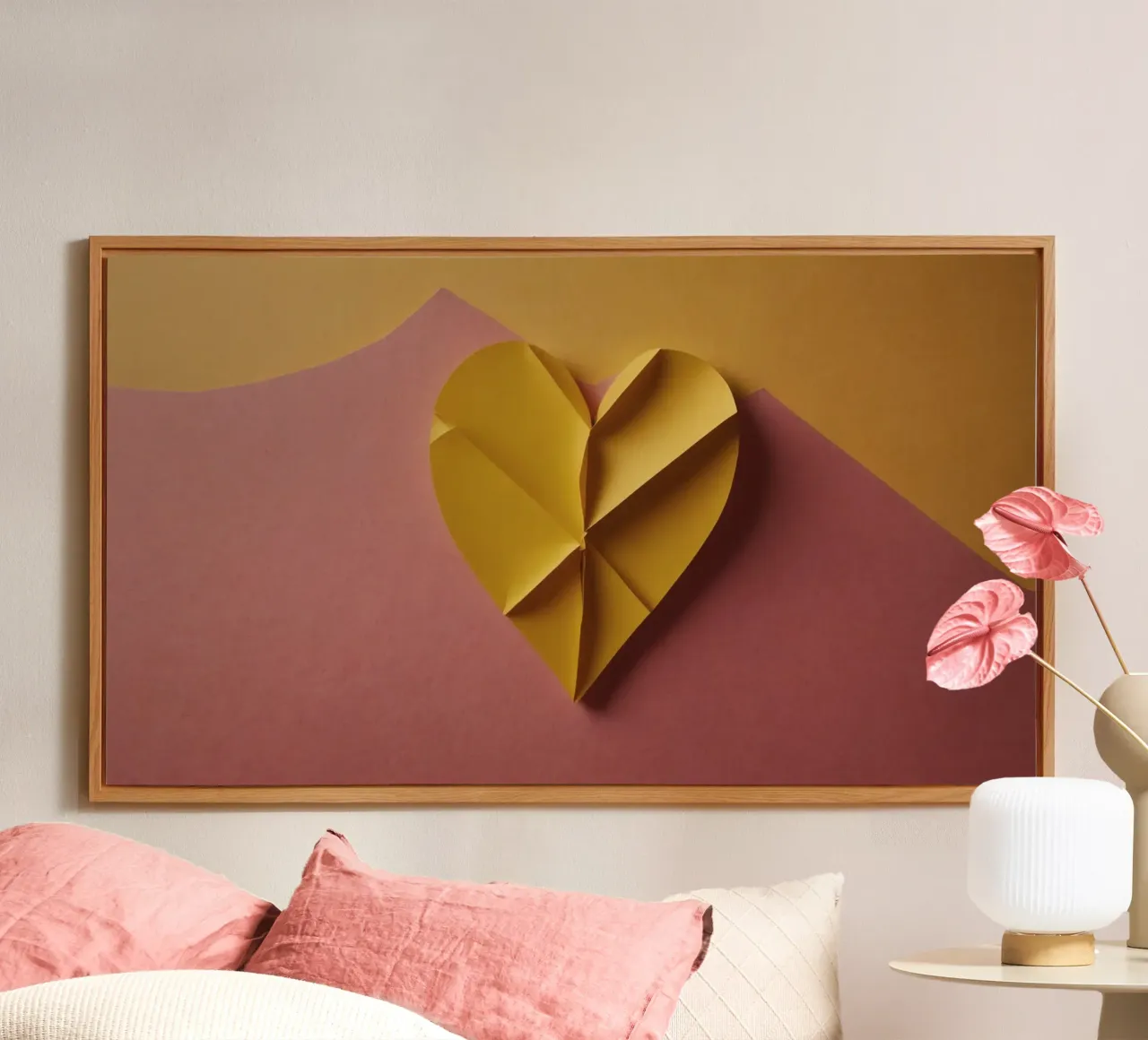 Creative yellow origami heart design on paper background forex plate by DesignDoodle