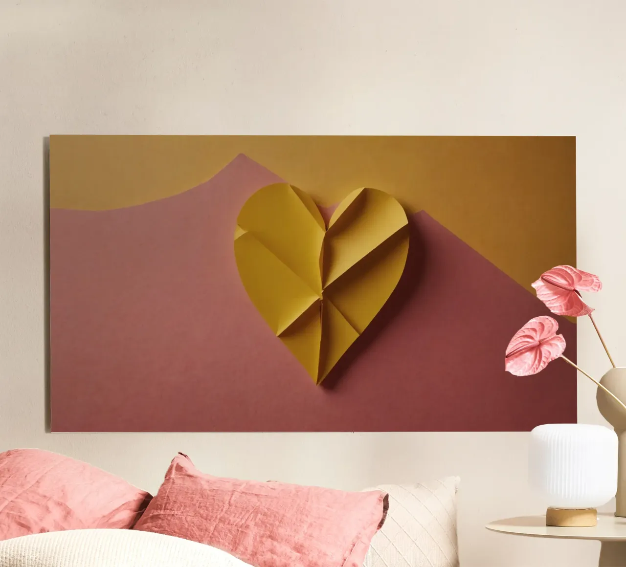 Creative yellow origami heart design on paper background forex plate by DesignDoodle