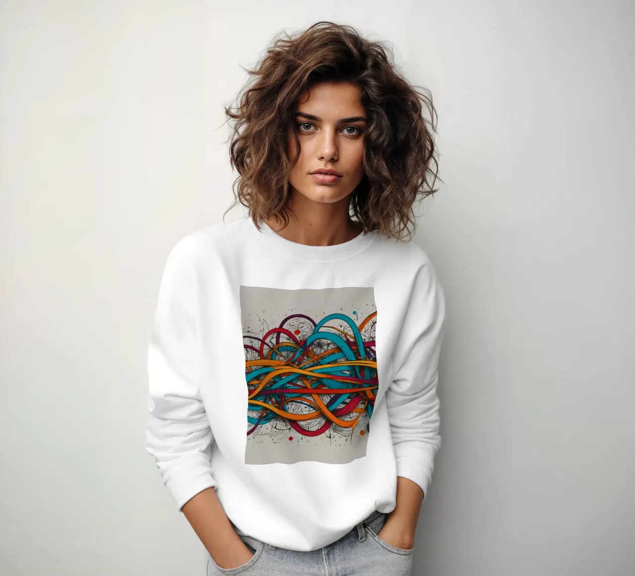 Dessin abstrait coloré présentant des lignes et des formes dynamiques sweat de DesignDoodle