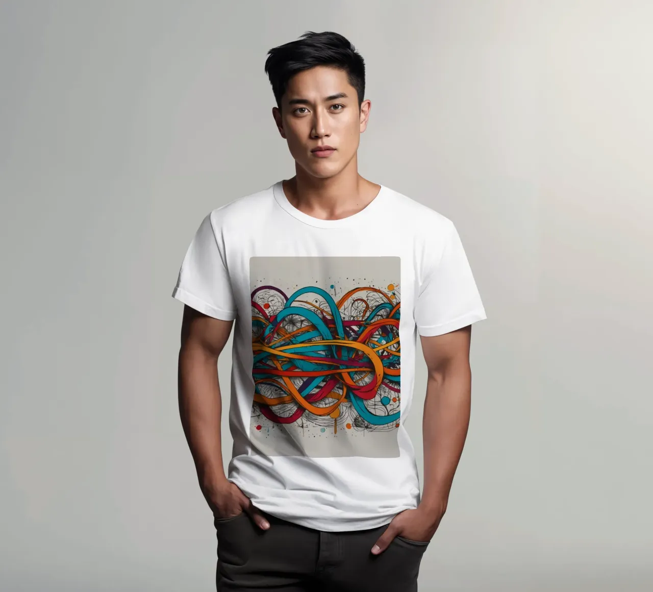 Design astratto e colorato con linee e forme dinamiche t-shirt da DesignDoodle