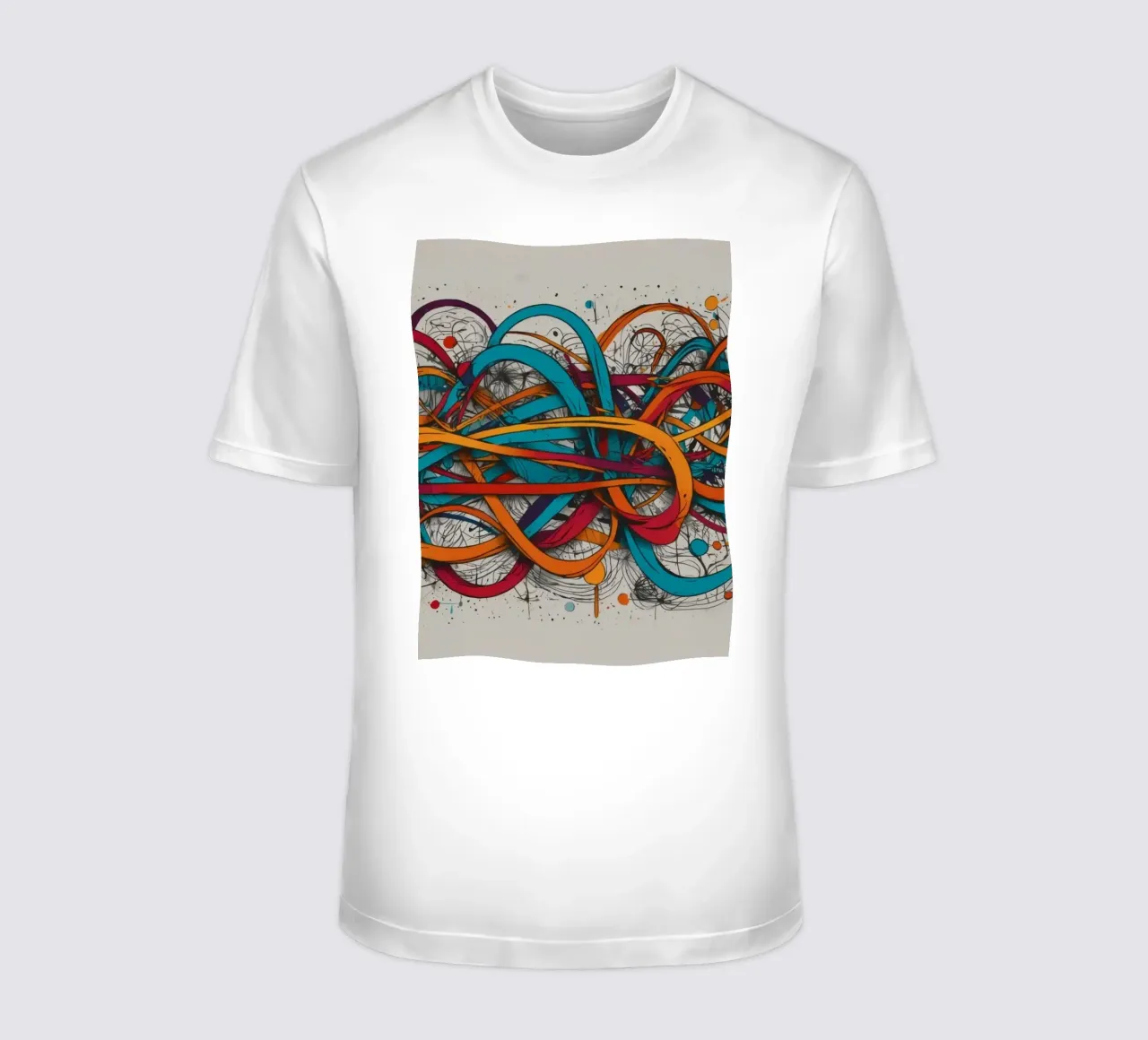Dessin abstrait coloré présentant des lignes et des formes dynamiques t-shirt de DesignDoodle