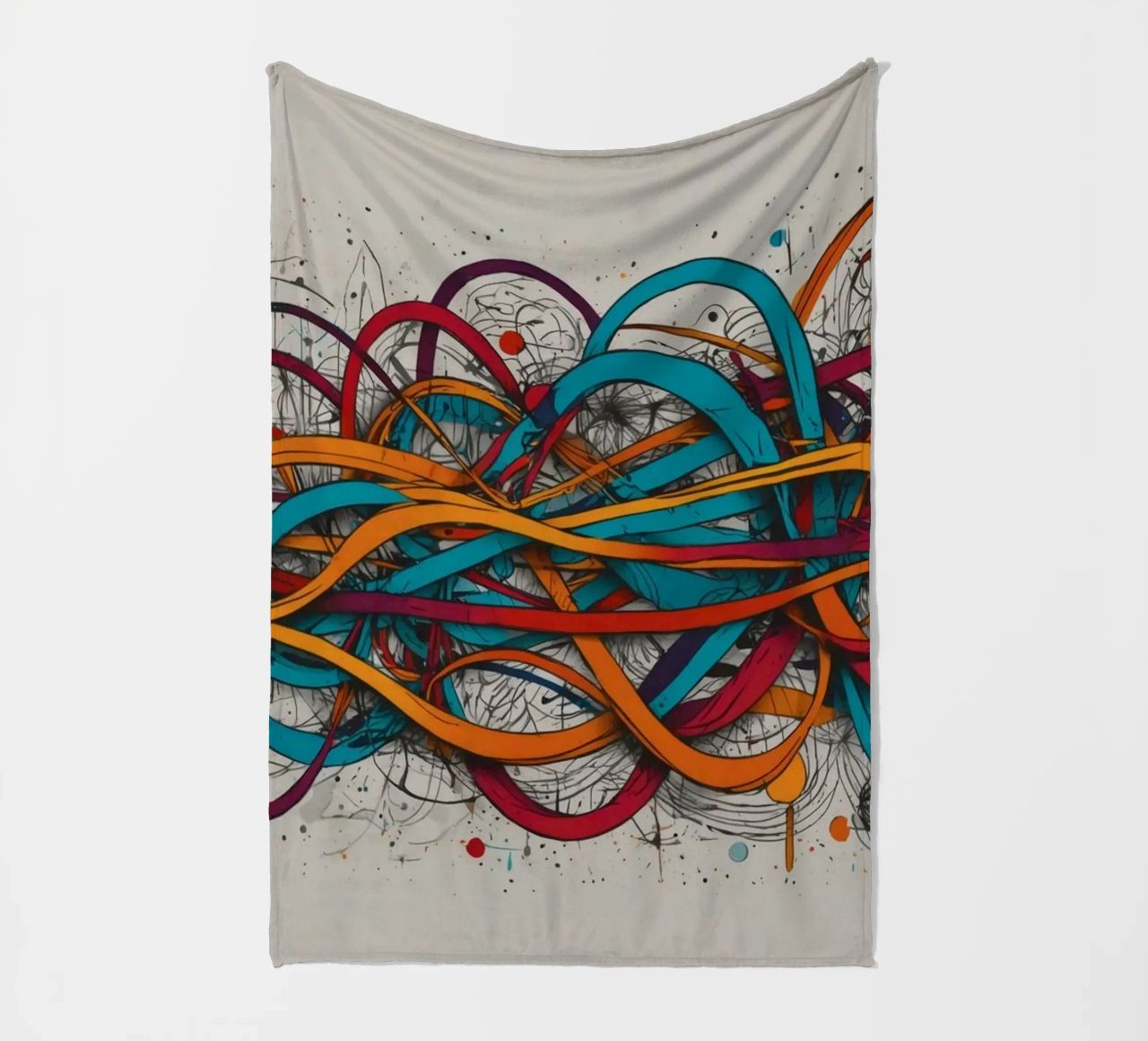 Design astratto e colorato con linee e forme dinamiche coperta in pile da DesignDoodle