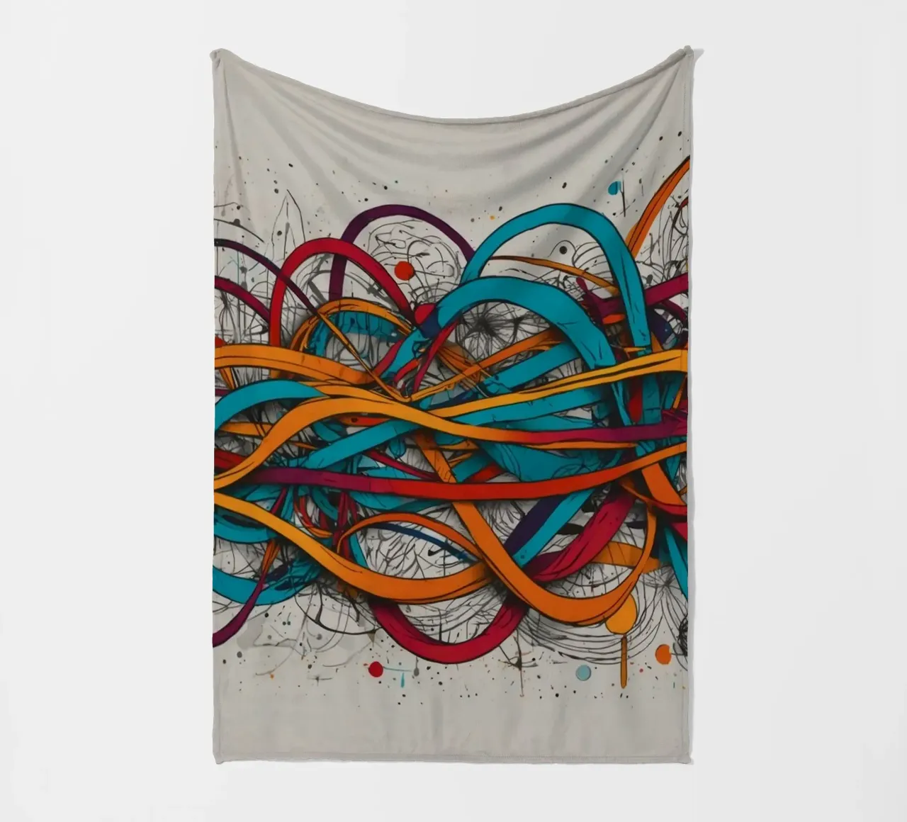 Design astratto e colorato con linee e forme dinamiche coperta in pile da DesignDoodle