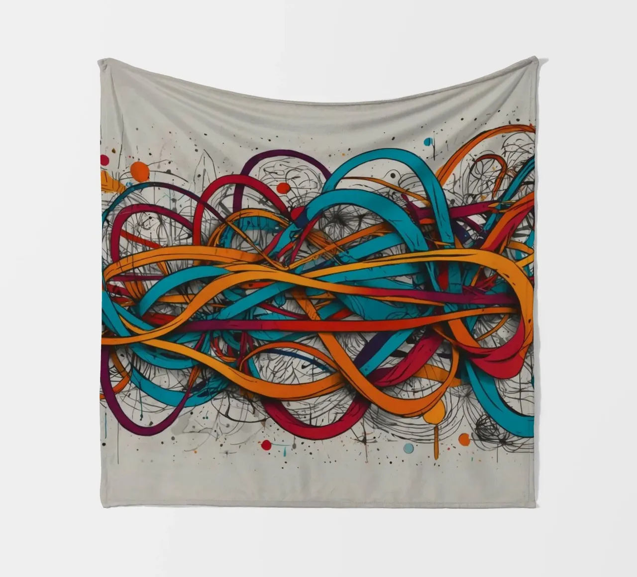 Design astratto e colorato con linee e forme dinamiche coperta in pile da DesignDoodle