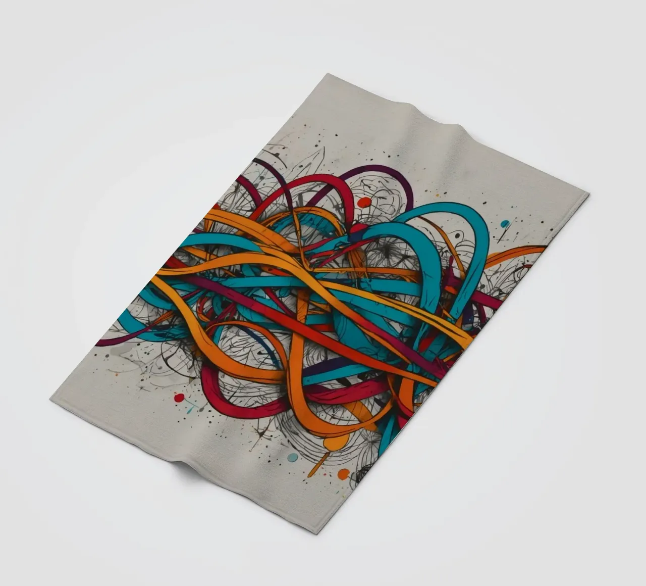 Design astratto e colorato con linee e forme dinamiche coperta in pile da DesignDoodle