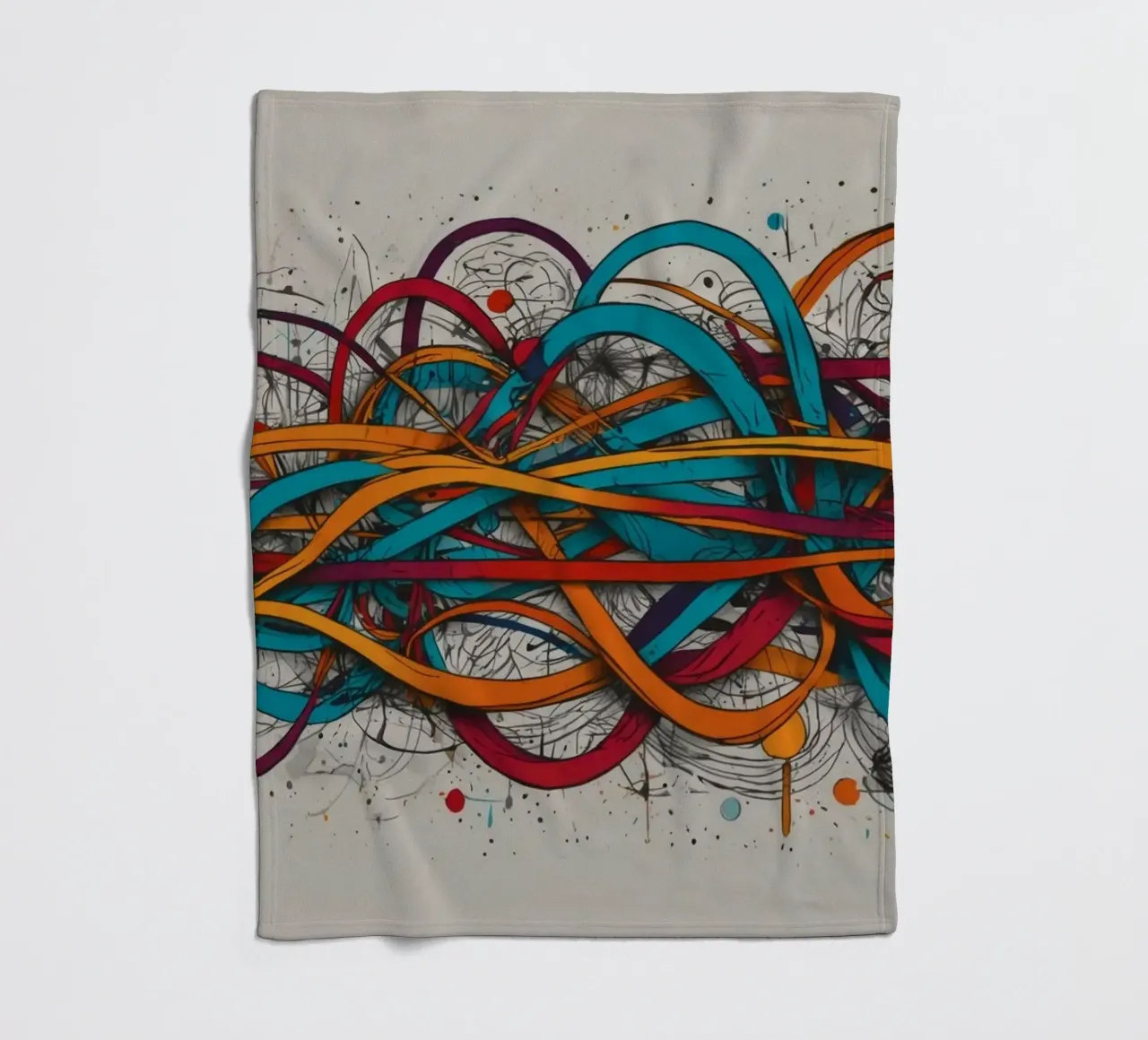 Design astratto e colorato con linee e forme dinamiche coperta in pile da DesignDoodle