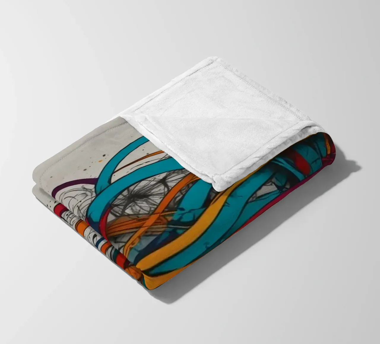 Design astratto e colorato con linee e forme dinamiche coperta in pile da DesignDoodle