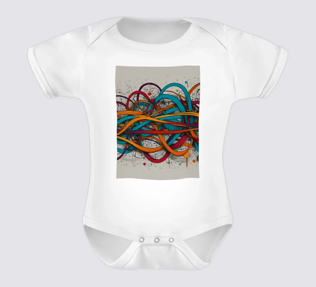 Dessin abstrait coloré présentant des lignes et des formes dynamiques body bébé de DesignDoodle