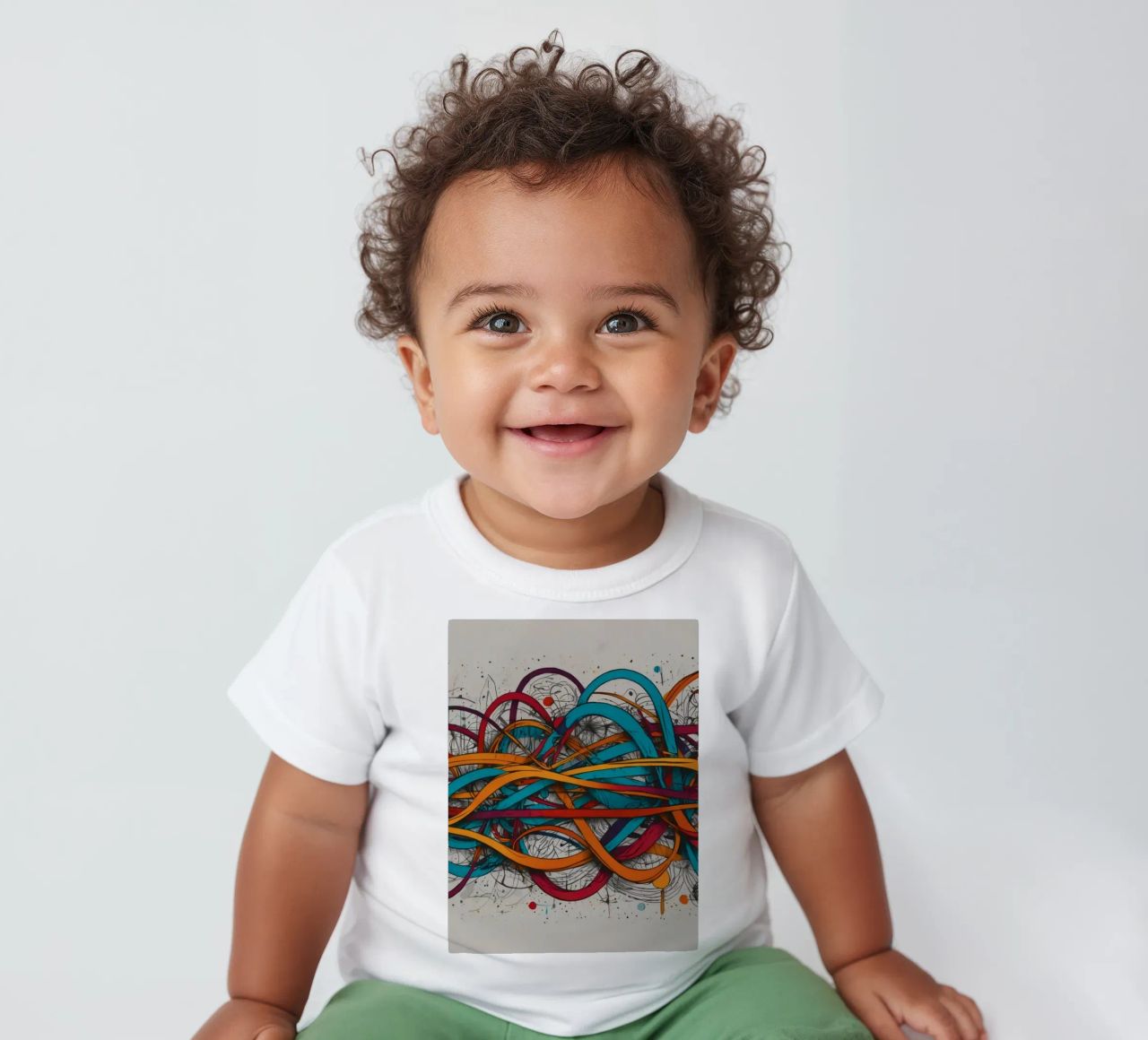 Design astratto e colorato con linee e forme dinamiche maglietta neonato da DesignDoodle