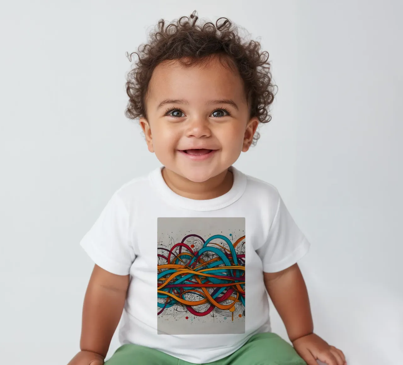 Design astratto e colorato con linee e forme dinamiche maglietta neonato da DesignDoodle