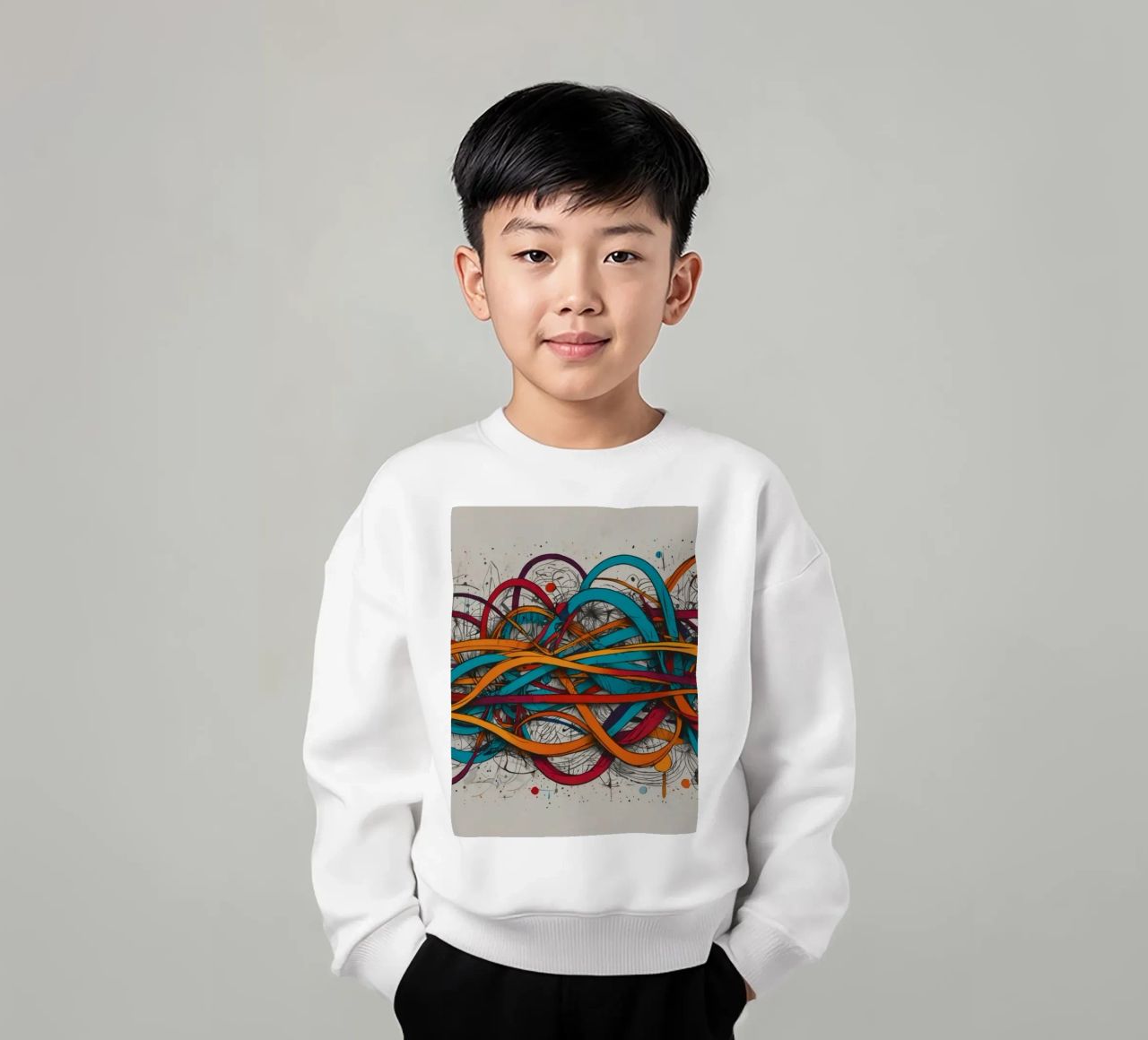 Design astratto e colorato con linee e forme dinamiche felpa bambino da DesignDoodle
