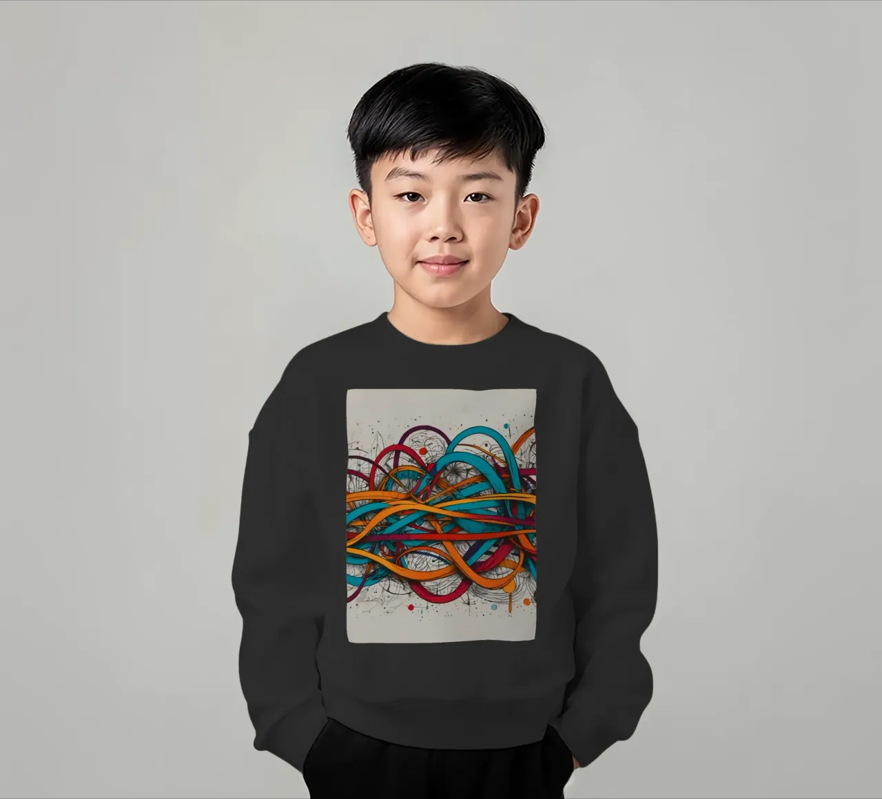 Design astratto e colorato con linee e forme dinamiche felpa bambino da DesignDoodle