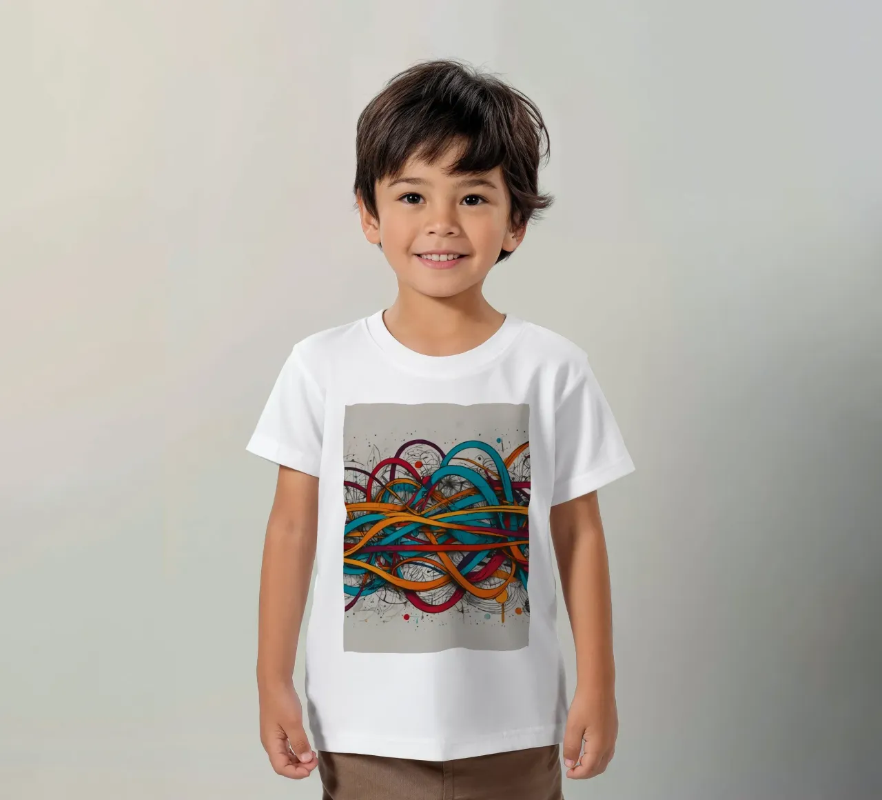 Design astratto e colorato con linee e forme dinamiche t-shirt bambini da DesignDoodle