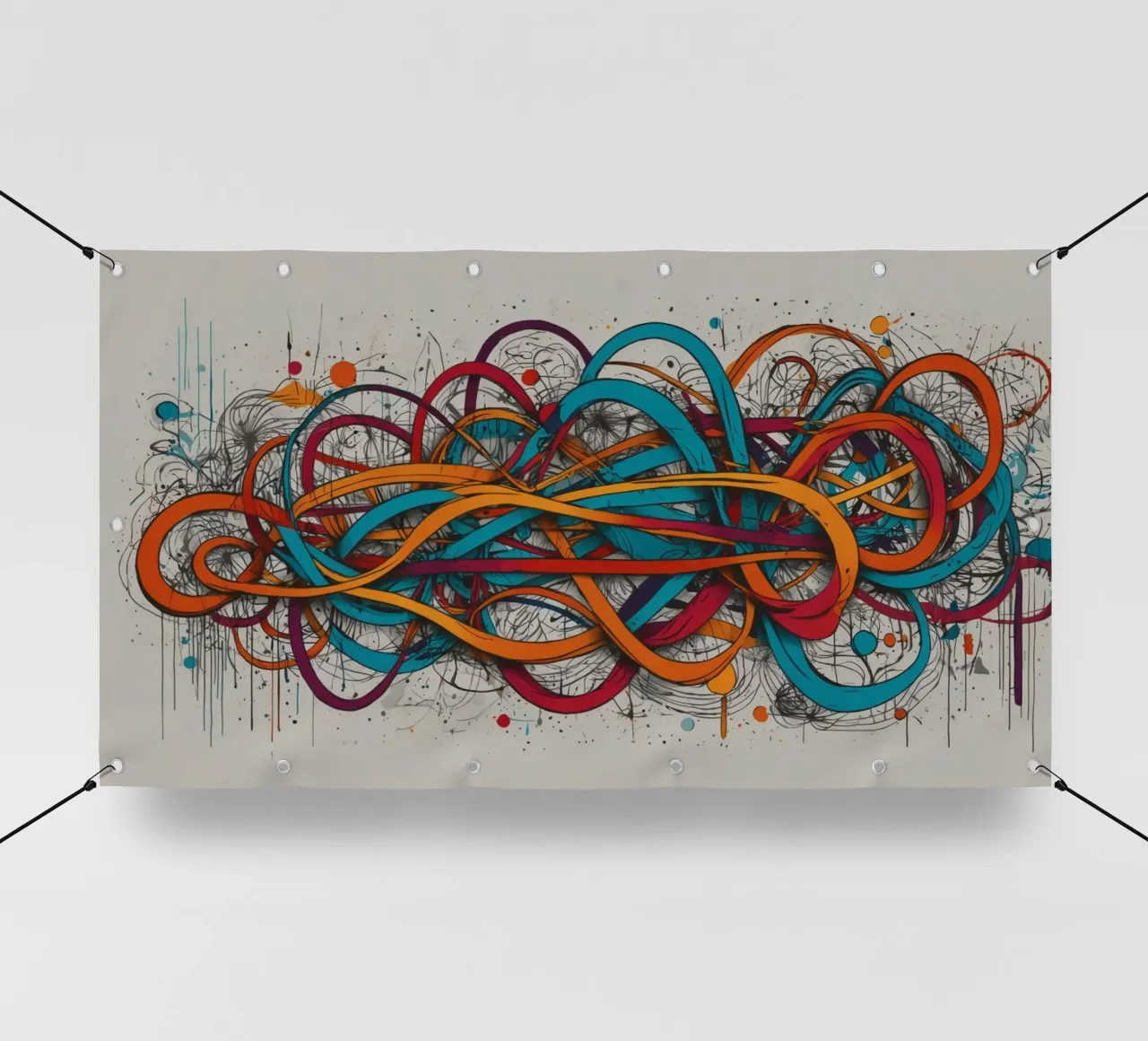 Kleurrijk abstract ontwerp met dynamische lijnen en vormen pvc-zeil van DesignDoodle