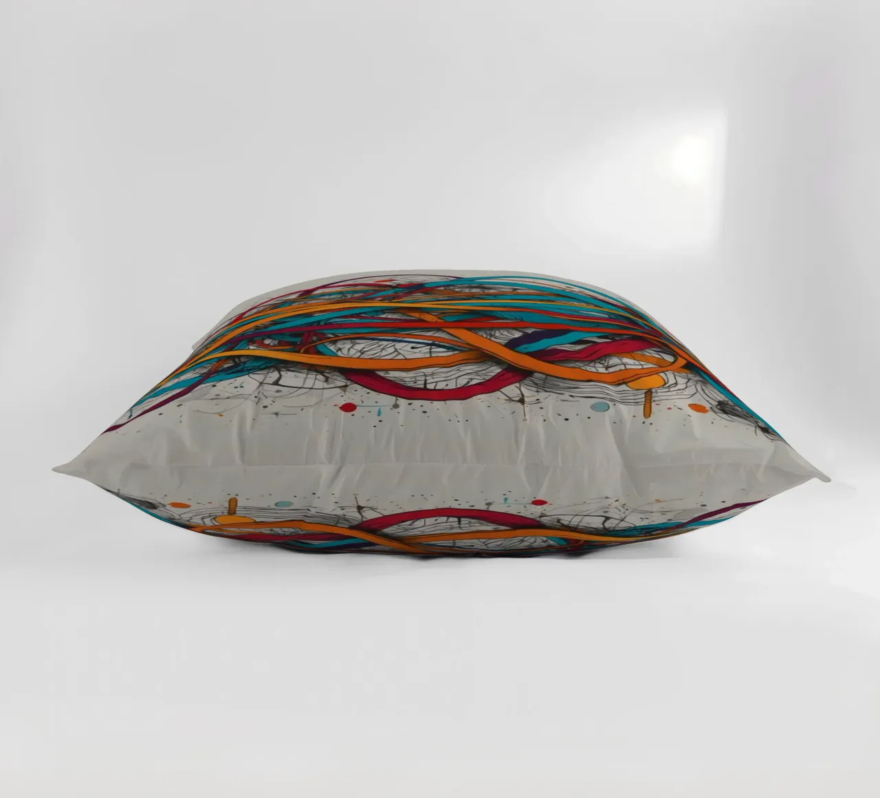 Dessin abstrait coloré présentant des lignes et des formes dynamiques coussin de DesignDoodle