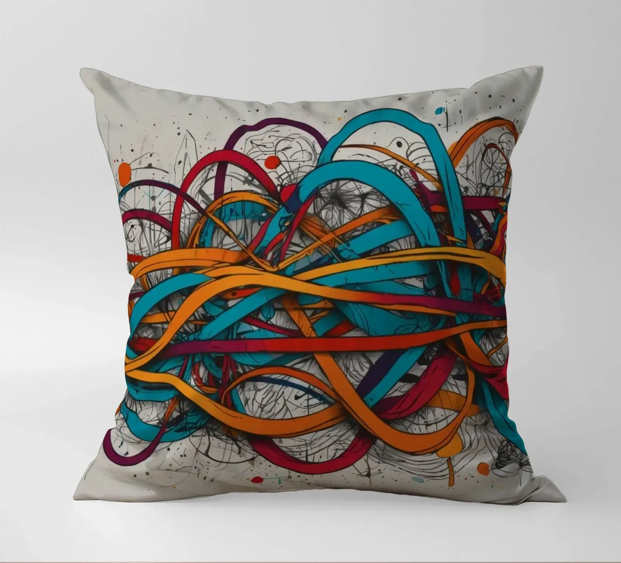 Design astratto e colorato con linee e forme dinamiche cuscino da DesignDoodle