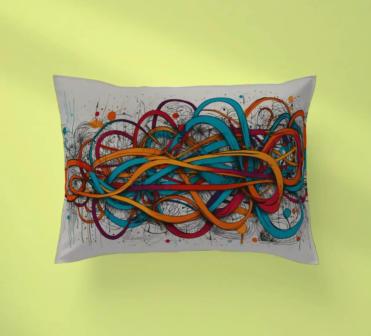 Design astratto e colorato con linee e forme dinamiche cuscino da DesignDoodle