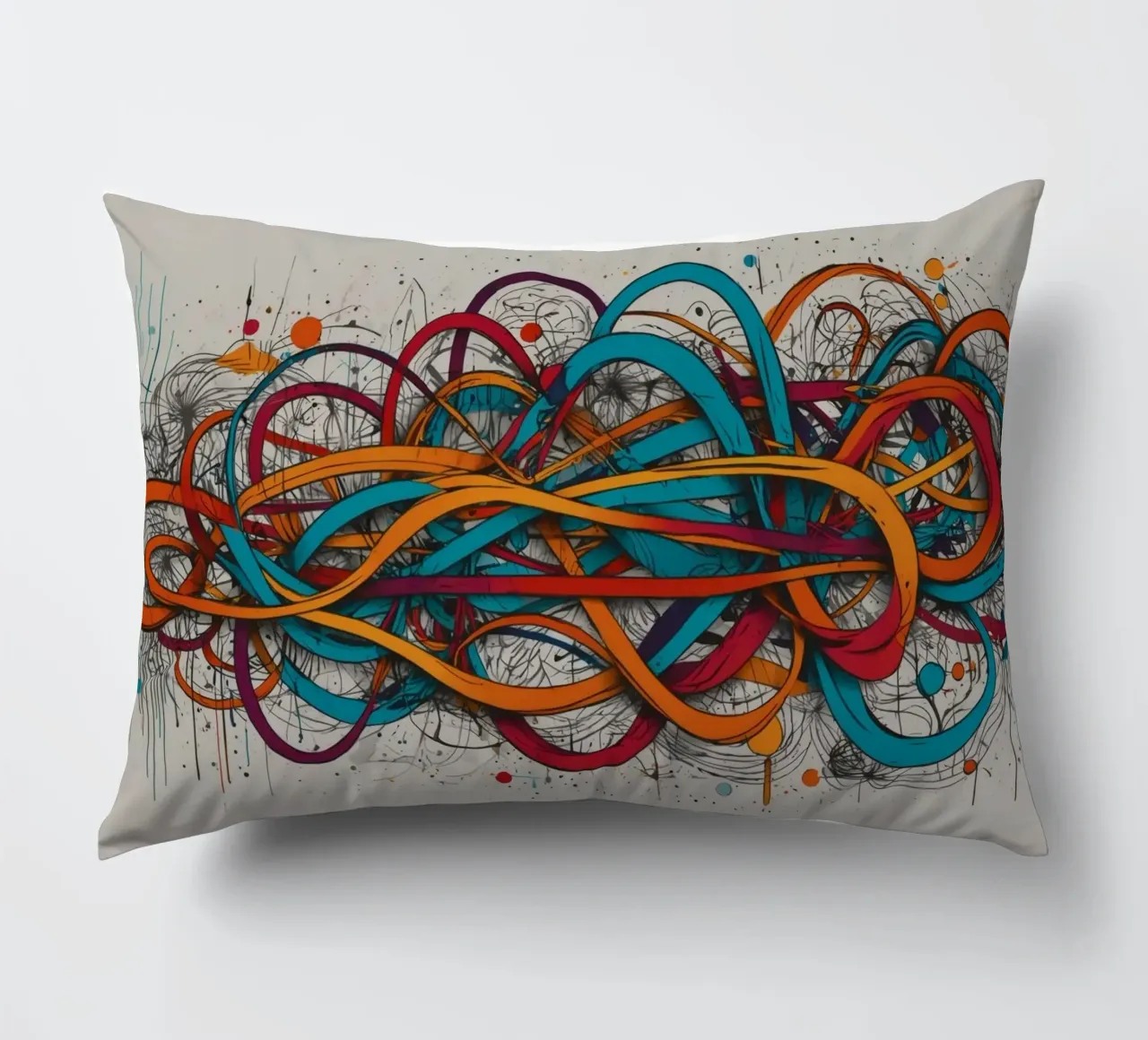 Design astratto e colorato con linee e forme dinamiche cuscino da DesignDoodle