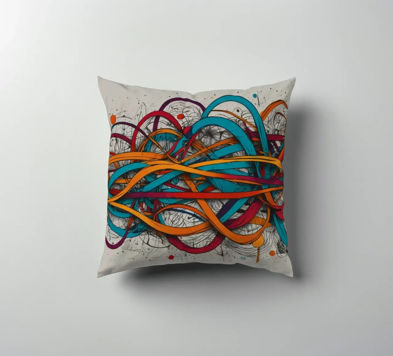 Design astratto e colorato con linee e forme dinamiche cuscino da DesignDoodle