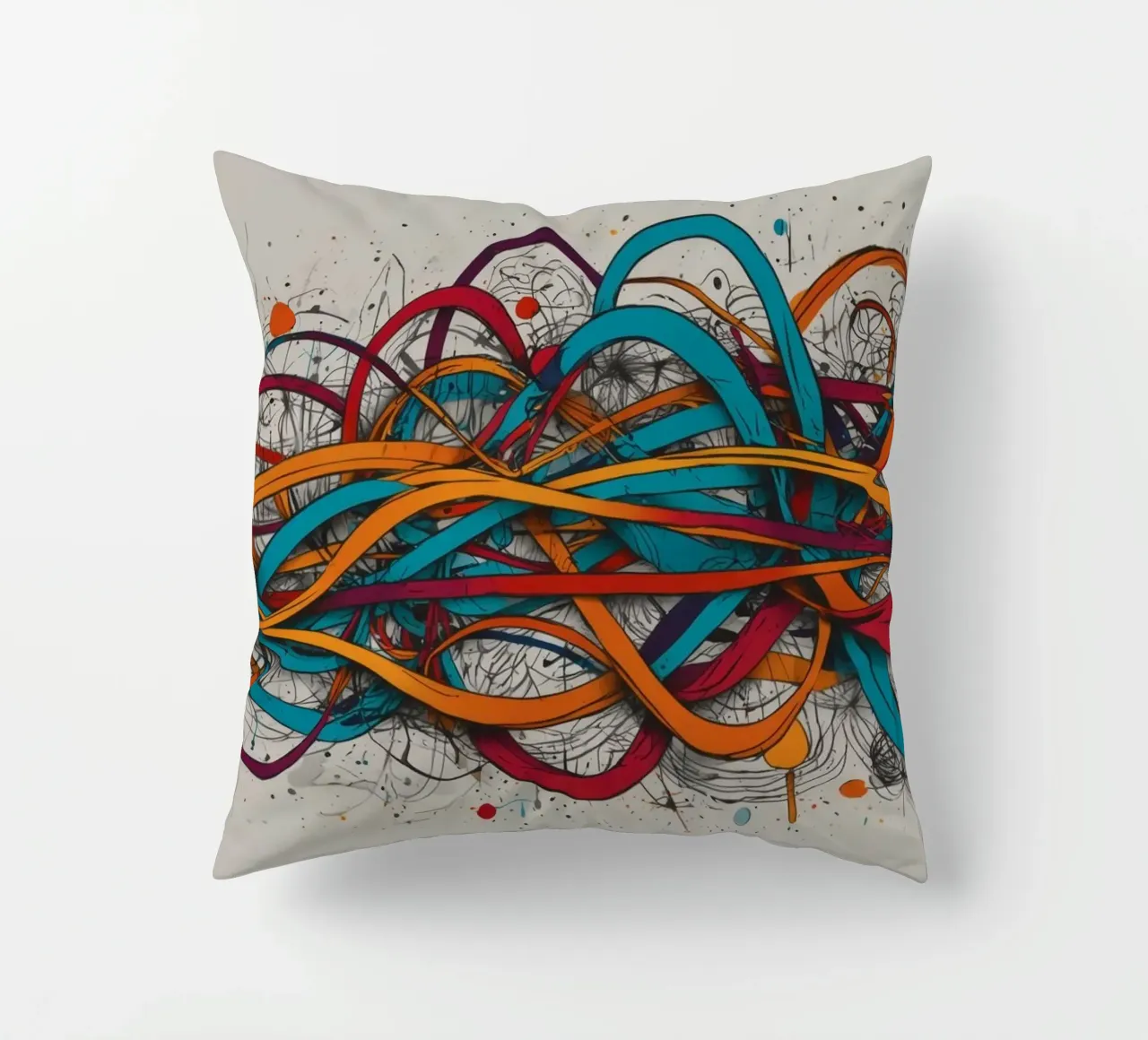 Design astratto e colorato con linee e forme dinamiche cuscino da DesignDoodle