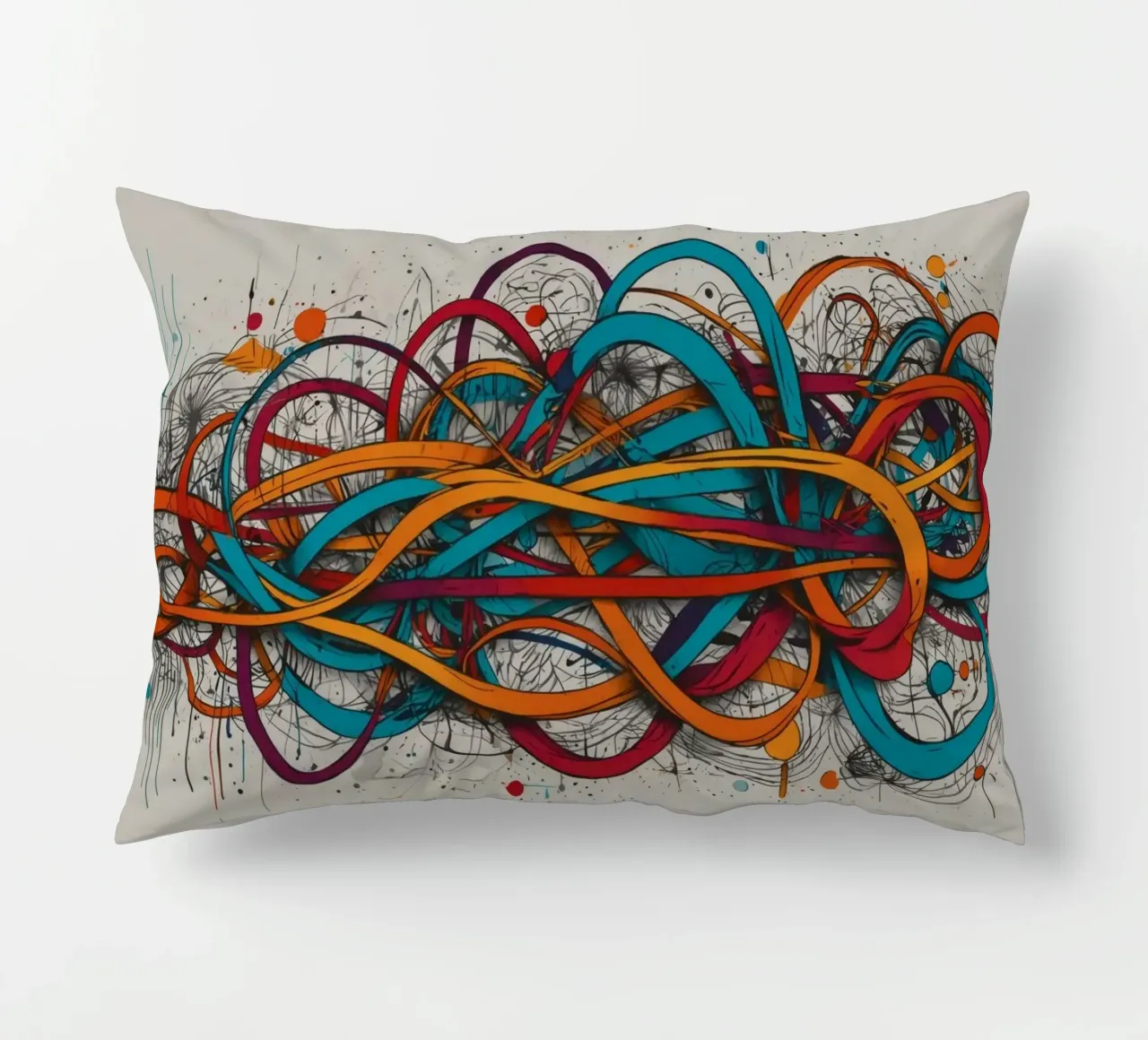 Design astratto e colorato con linee e forme dinamiche cuscino da DesignDoodle