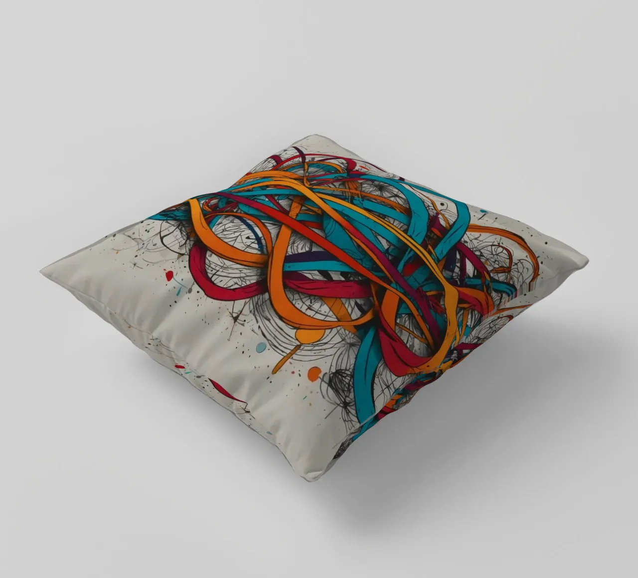 Design astratto e colorato con linee e forme dinamiche cuscino da DesignDoodle