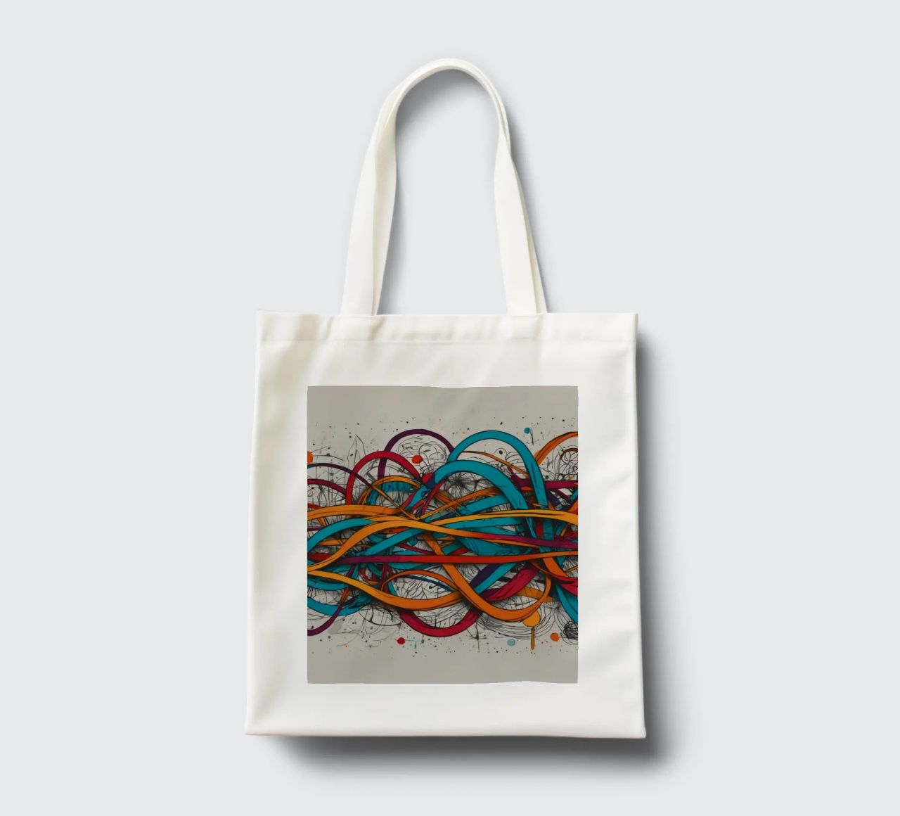 Design astratto e colorato con linee e forme dinamiche borsa in juta da DesignDoodle