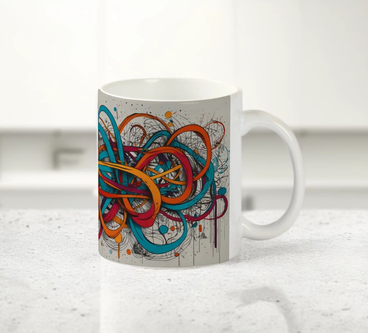 Design astratto e colorato con linee e forme dinamiche tazza in ceramica da DesignDoodle