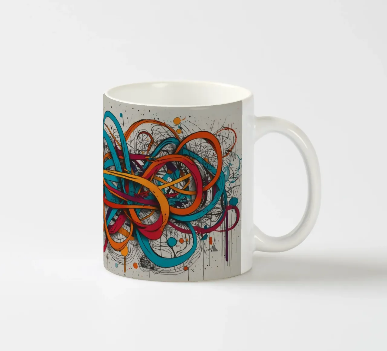 Colorido diseño abstracto de líneas y formas dinámicas taza de cerámica de DesignDoodle
