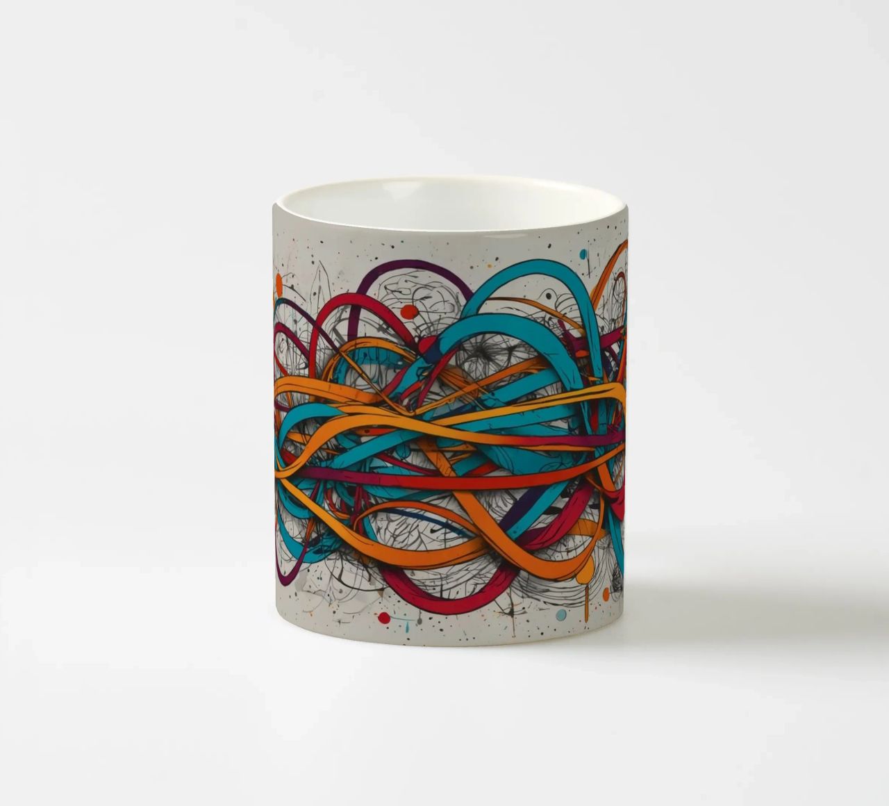 Design astratto e colorato con linee e forme dinamiche tazza in ceramica da DesignDoodle