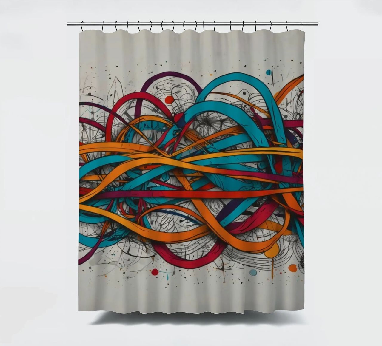 Design astratto e colorato con linee e forme dinamiche tenda da doccia da DesignDoodle