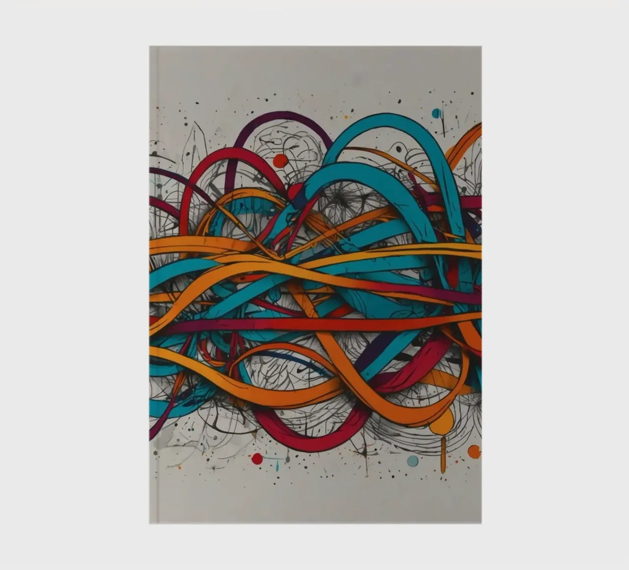 Dessin abstrait coloré présentant des lignes et des formes dynamiques carnet de notes de DesignDoodle