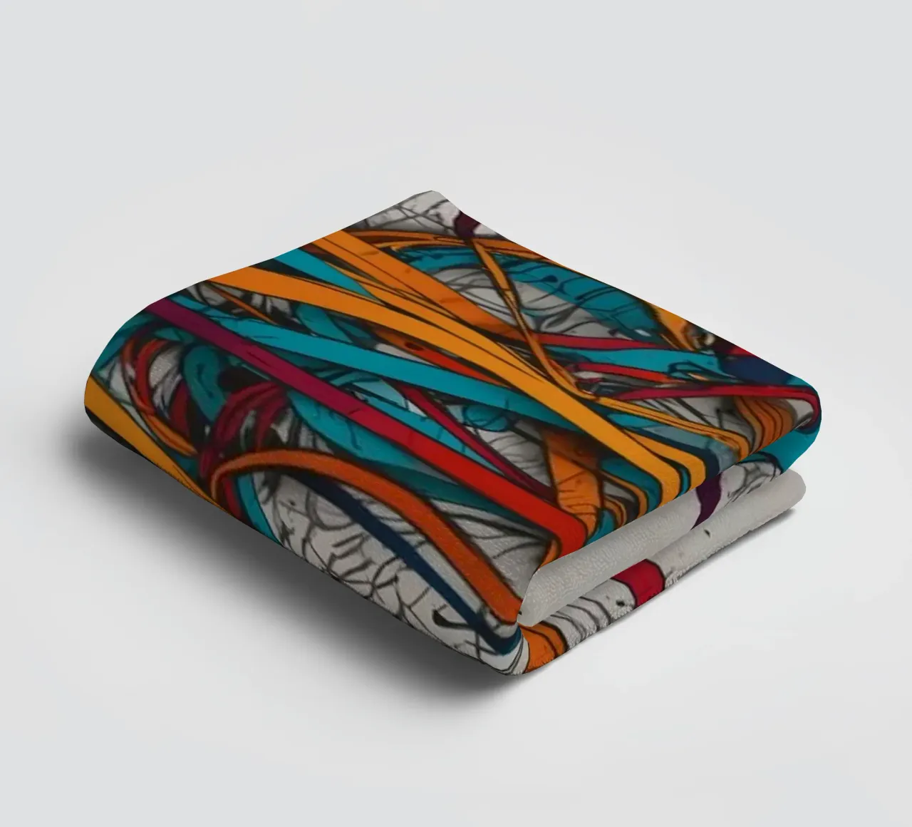 Colorful abstract design featuring dynamic lines and shapes towel by DesignDoodle