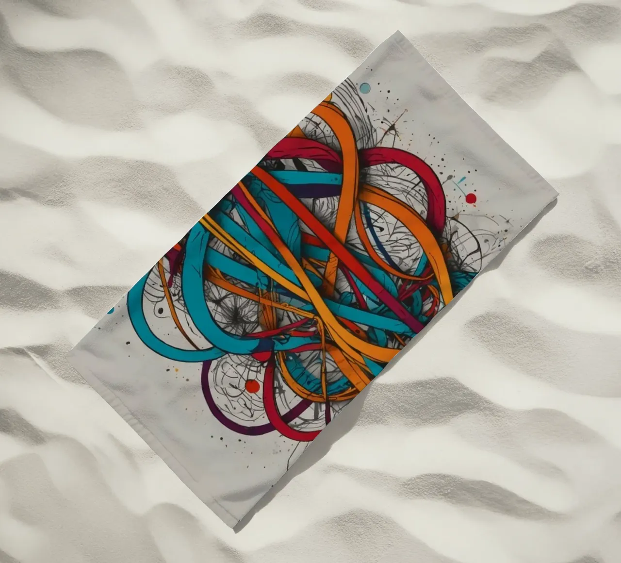 Design astratto e colorato con linee e forme dinamiche telo mare da DesignDoodle