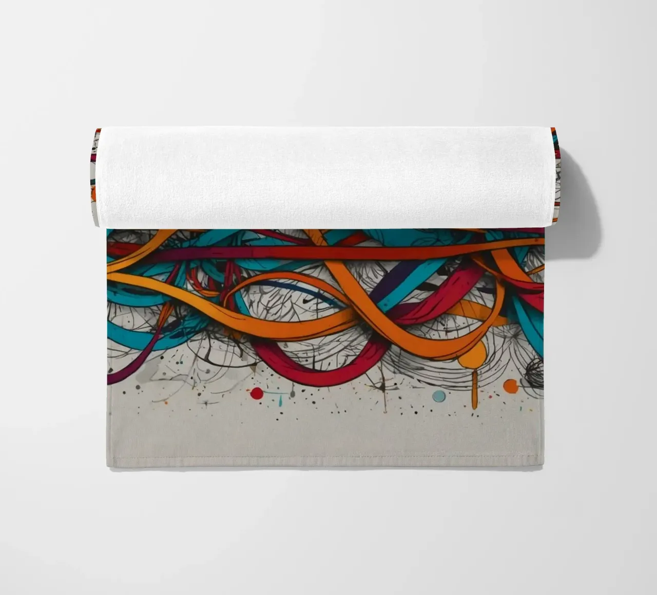 Dessin abstrait coloré présentant des lignes et des formes dynamiques serviette de plage de DesignDoodle