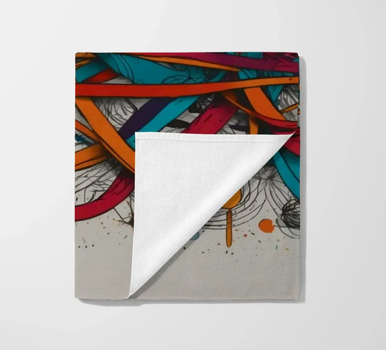 Dessin abstrait coloré présentant des lignes et des formes dynamiques serviette de plage de DesignDoodle