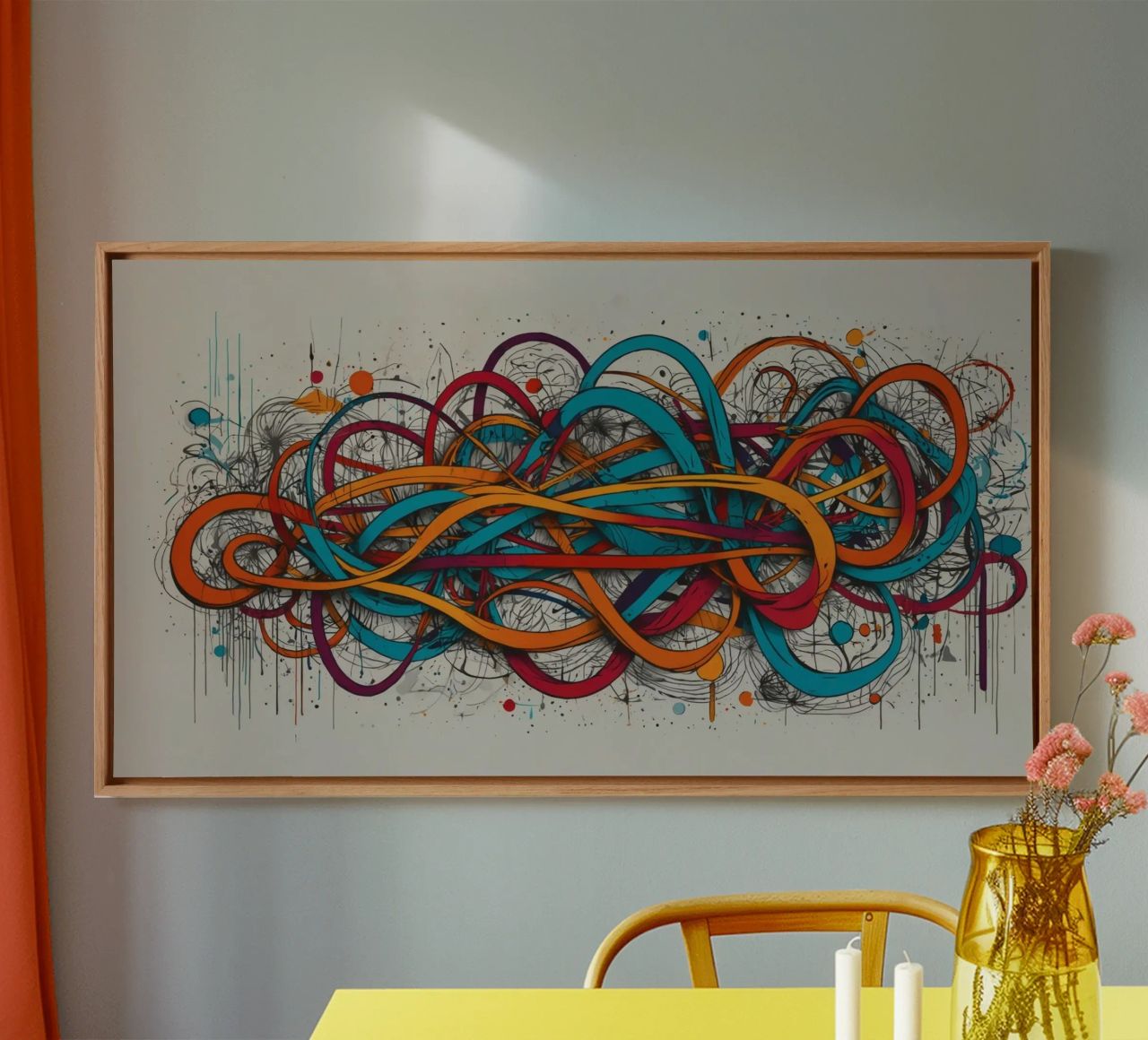 Design astratto e colorato con linee e forme dinamiche tela da DesignDoodle