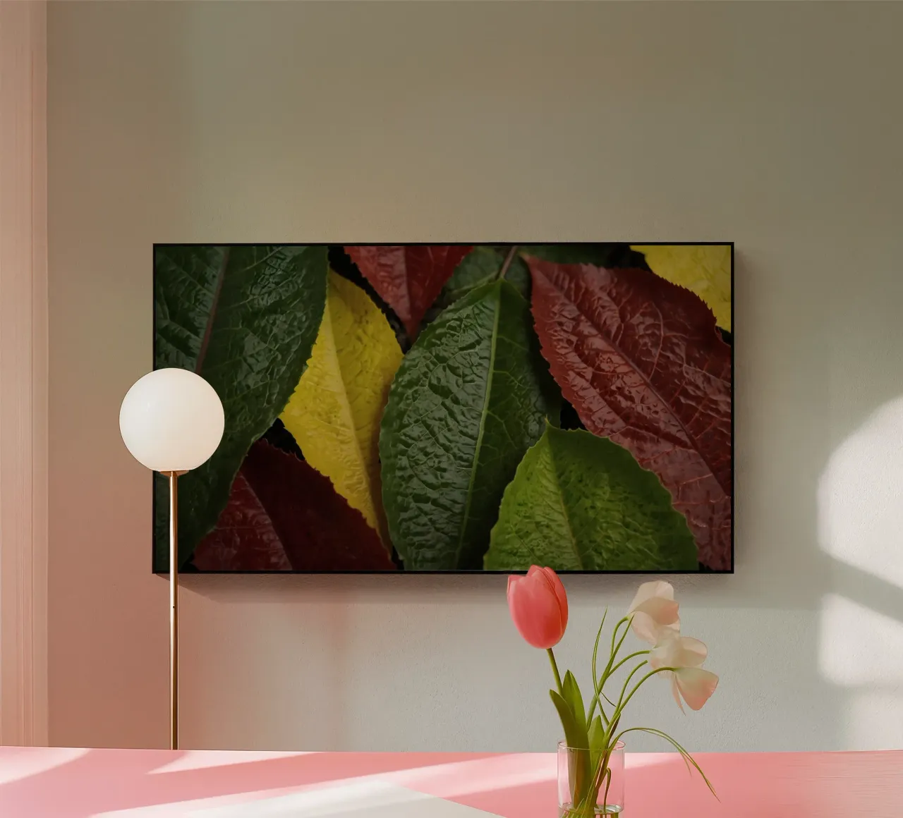 Foglie autunnali colorate disposte in una splendida cornice naturale plexiglass da DesignDoodle