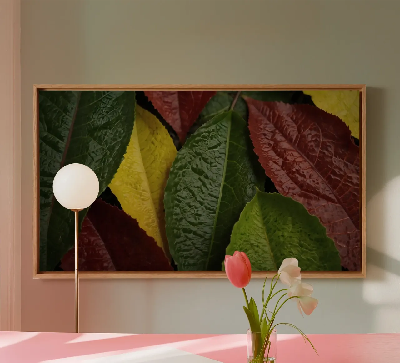 Foglie autunnali colorate disposte in una splendida cornice naturale tela con Cornice a cassetta da DesignDoodle