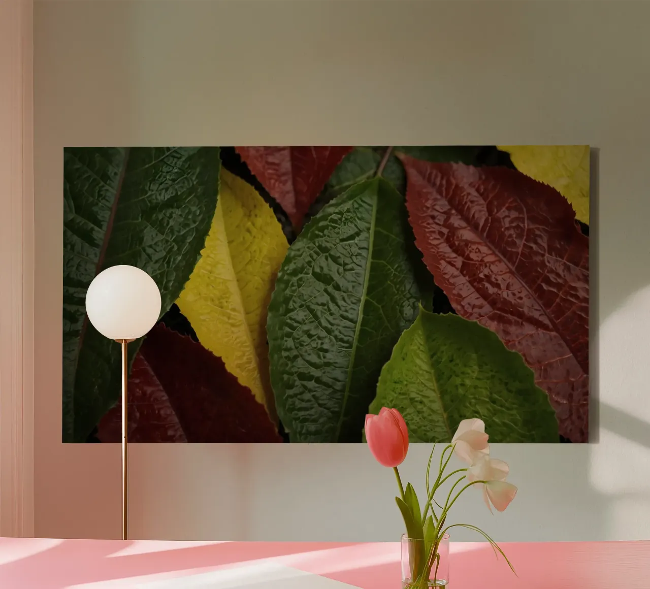Foglie autunnali colorate disposte in una splendida cornice naturale tela con Cornice a cassetta da DesignDoodle
