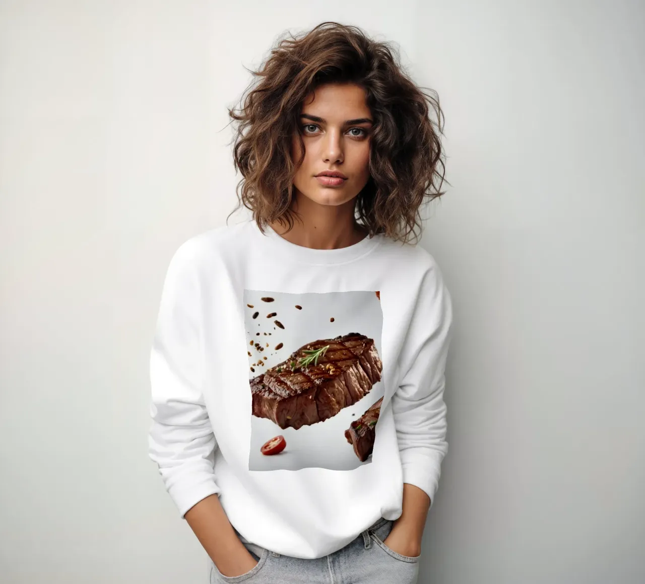 Filete chisporroteante y tomates frescos crean sudadera de DesignDoodle