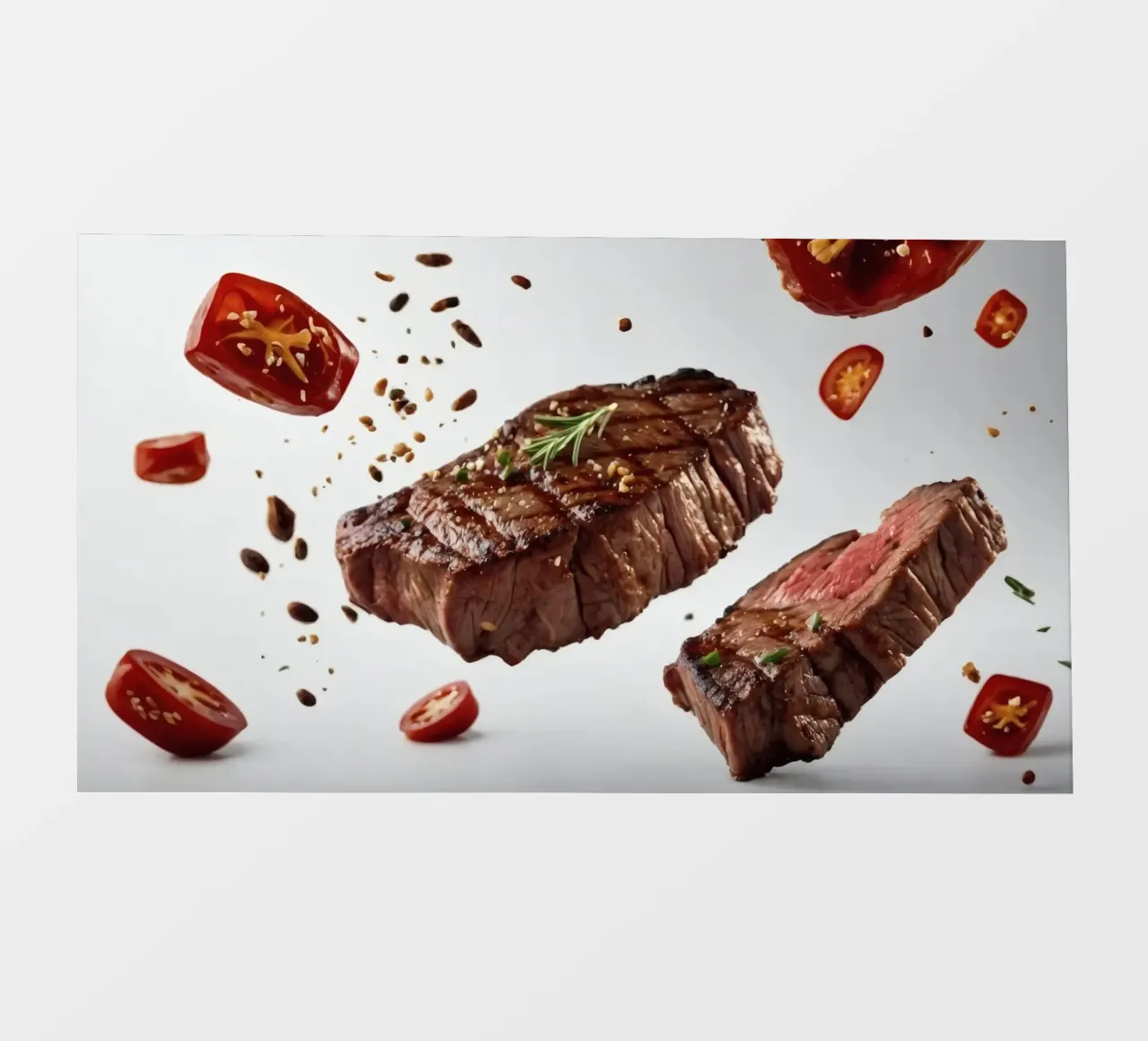 Sizzling steak and fresh tomatoes create backlit film by DesignDoodle