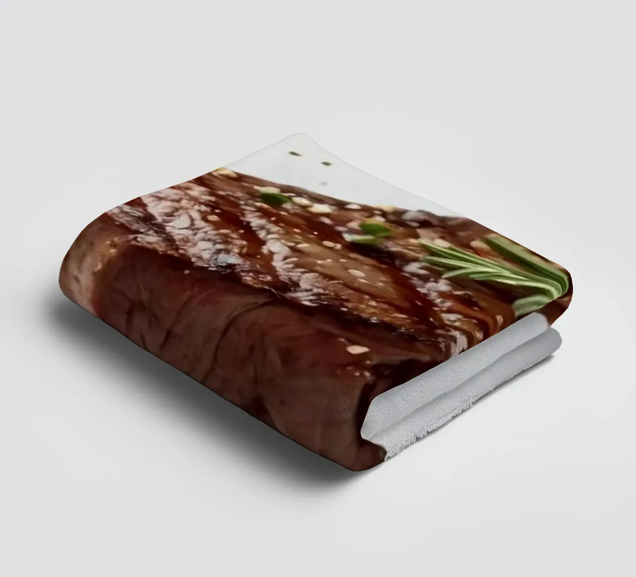 Sizzling steak and fresh tomatoes create towel by DesignDoodle