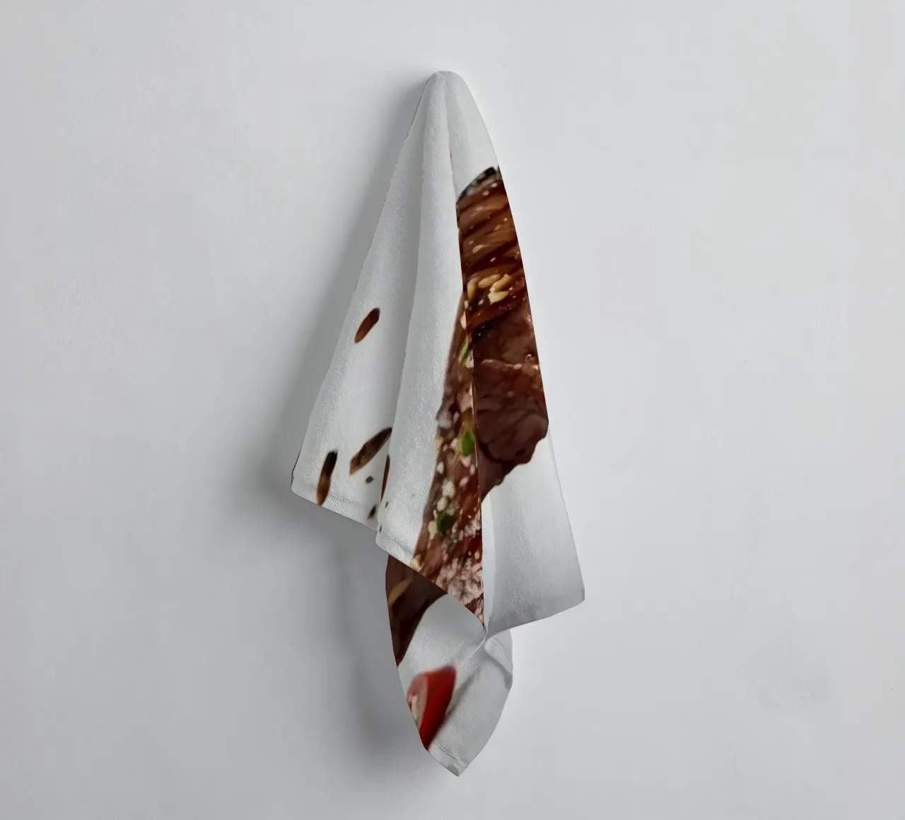 Sizzling steak and fresh tomatoes create towel by DesignDoodle