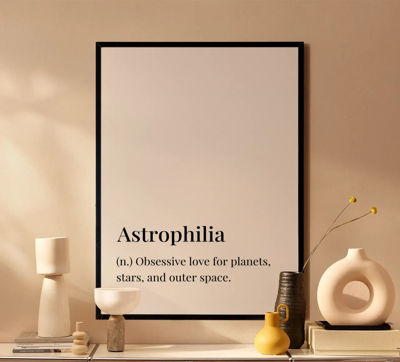 Significato dell'astrofilia poster con telaio in alluminio da Paigaam Studio